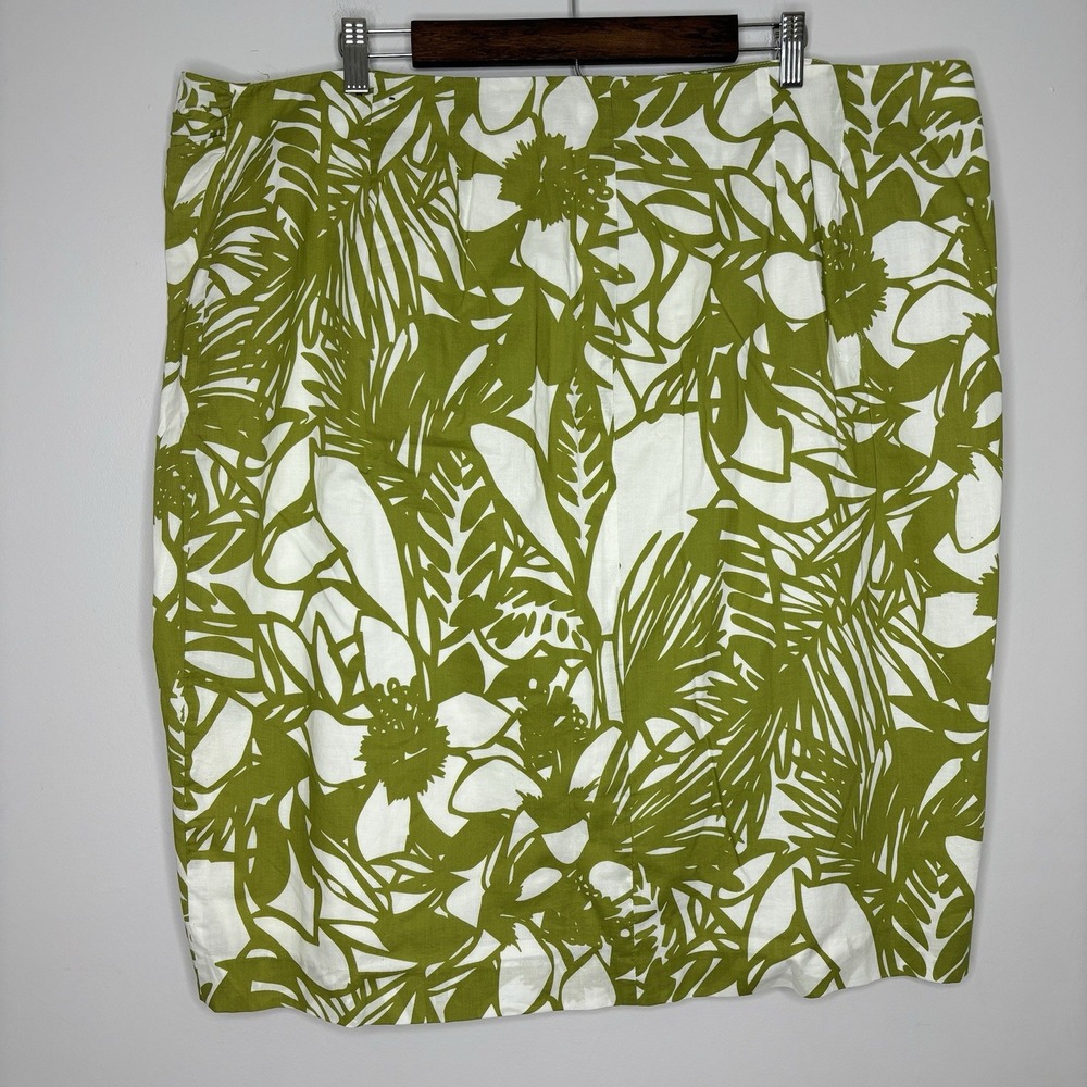Lane Bryant Skirt Women 24 Green Tropical Wrap Floral A-Line Mini Vacation - Picture 3 of 8